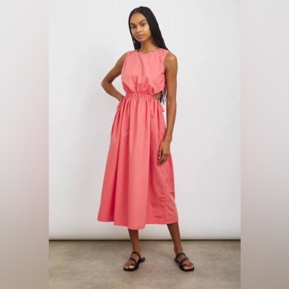 New Rails Yvette Midi Dress Spiced Coral Cut Out NWT Boho Casual Women’s Small - Picture 1 of 16